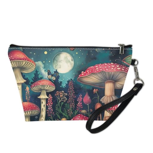 Cozeyat Moon Mushroom Cosmetic Bags for Women Makeup Bag Large Capacity Purse Travel Toiletry Zipper Storage Pouch Make up Brushes Organizer for Gifts