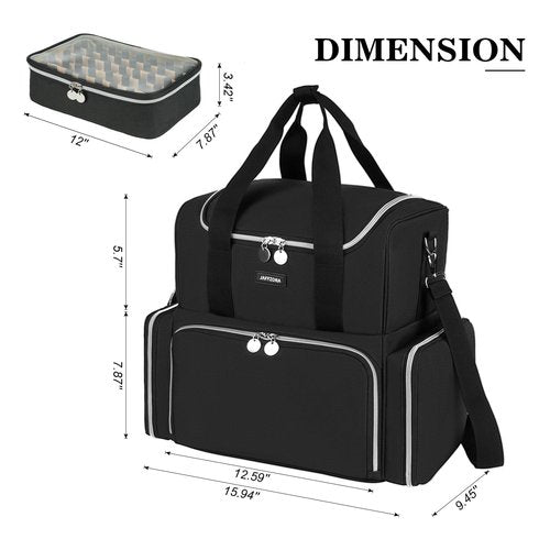 Extra Large Nail Polish Organizer Case Holds 80 Bottles & UV Lamp, Nail Organizers and Storage with 2 Removable Pouches, Travel Nail Supplies Carrying Bag for Nail Art Tech & Manicure Tools,Black