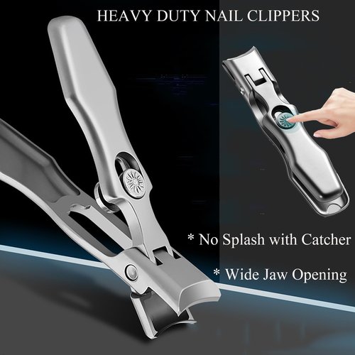 Nail Clippers for Thick Nails, Heavy Duty Toenail Clippers for Seniors Large Wide Jaw Opening and 360° Rotating Nail Clippers (Black)