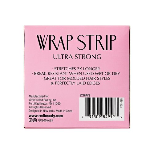 Red by Kiss Hair Wrapping Strip, Ultra Strong 2X Longer Stretch, 40 Strips, Suitable for Wet/Dry Hair, White, Styling Paper for Sleek Hairstyles (3.5", Black, 2 Pack)