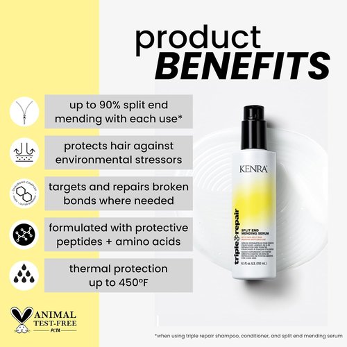 Kenra Triple Repair Serum - Split End Mending Treatment for Healthy, Strong Hair