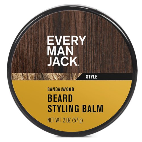 Every Man Jack Beard Balm - Moisturize, Strengthen And Style Your Beard w/Medium Hold - Light Sandalwood Scent - Made w/Naturally Derived Ingredients like Candelilla Wax and Shea Butter - 2 oz