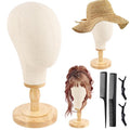 Beauty Star Wig Stand, 22inch Mannequin Head for Wigs with Detachable Strong Wood Base, Canvas Block Wig Head Holder Rack Ideal for Hair Styling, Display Hats, Wig Making, Headdress