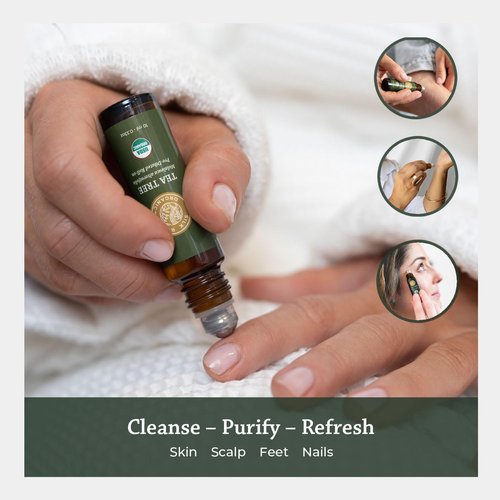 Silk Road Organic Tea Tree Essential Oil Roll-On | 100% Pure USDA Certified for Healthy Skin & Nail Care - 10 ml