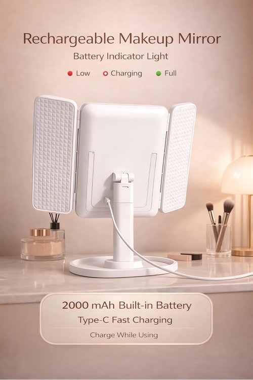 Lupow Makeup Mirror Vanity Mirror with 3 Lighting and Adjustable Brightness,Detachable Height-Adjustable Dresser Mount,2X,3X,10X Magnification,Suitable for Bathrooms,Vanity,Ideal Gifts for Women