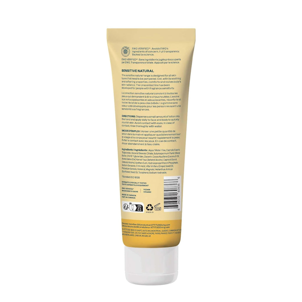 ATTITUDE Baby Lotion - EWG Verified, Unscented Formula for Sensitive Skin | 8 Fl Oz, Vegan & Plant-Based