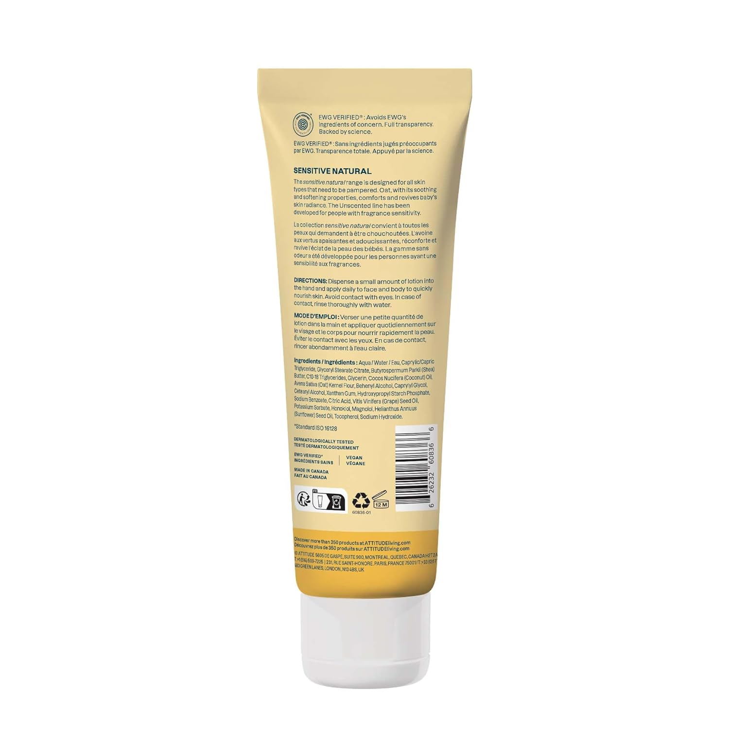 ATTITUDE Baby Lotion - EWG Verified, Unscented Formula for Sensitive Skin | 8 Fl Oz, Vegan & Plant-Based