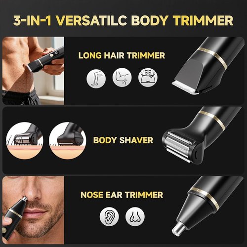 Beard Trimmer for Men by [Brand Name] - IPX7 Waterproof Electric Razor Grooming Kit | Wet/Dry Use, Black