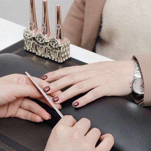 TANG SONG 15.7" 1PC Sponge Manicure Hand Rest Pillow Nail Stand Hand Holder Nail Table Manicure Armrest Cushion (Black)