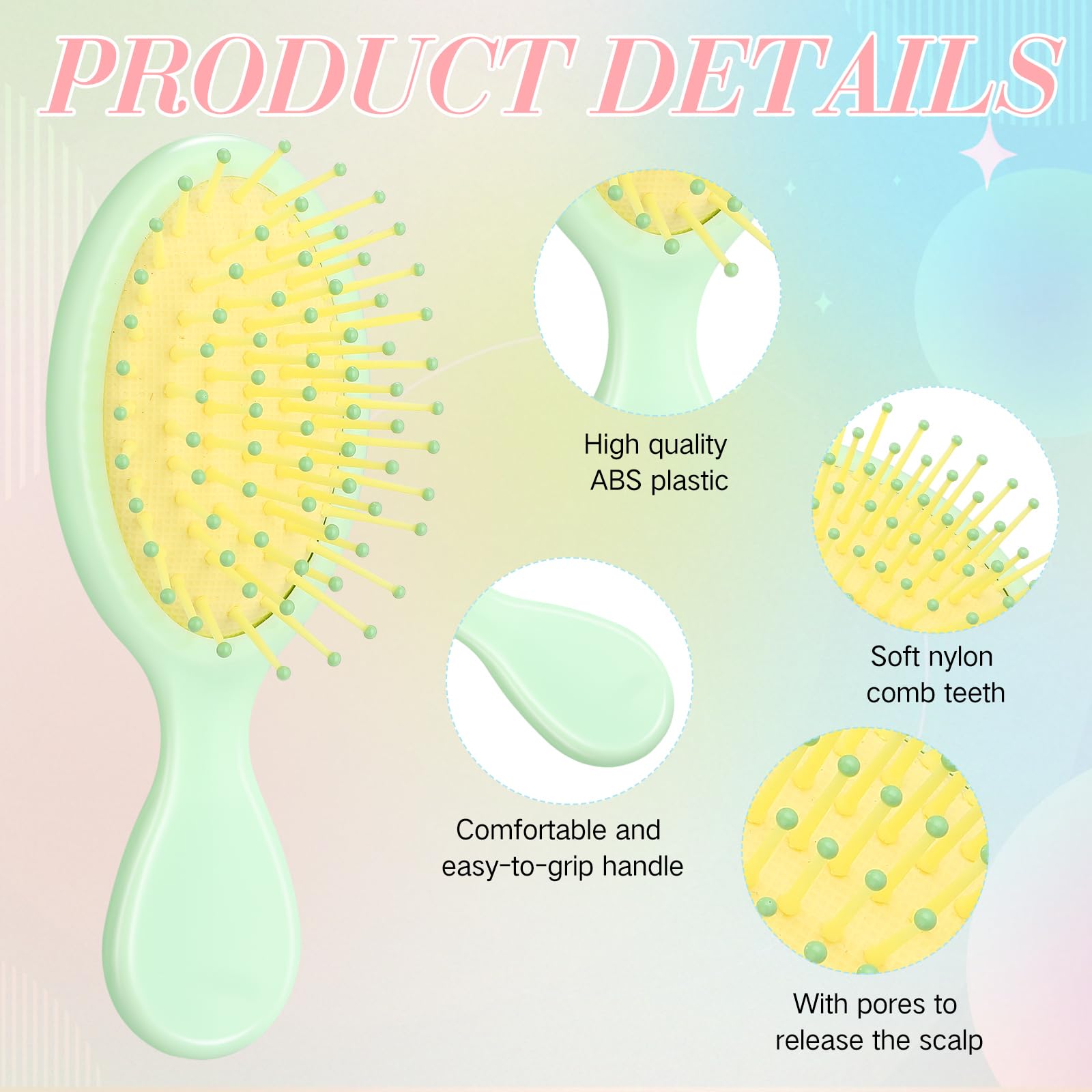 Yoande 36 Packs Mini Detangling Hairbrush Squirt Detangler combs Toddler Soft Bristle Travel Hairbrush Women Girl