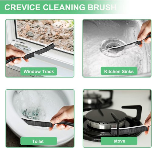 Crevice Cleaning Brush Set - Hard Bristle Grout Scrub Tools for Kitchen, Bathroom & Corners (12PCS)