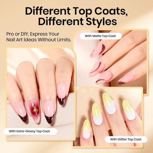Beetles 6 Pcs 15ml Glossy & Matte Gel Top and Base Coat Set with Protein Nail Prep Dehydrator and Primer Acid-Free & Hema-Free Dehydrate Bond Primer t for Acrylic & Gel Nail Polish Gifts