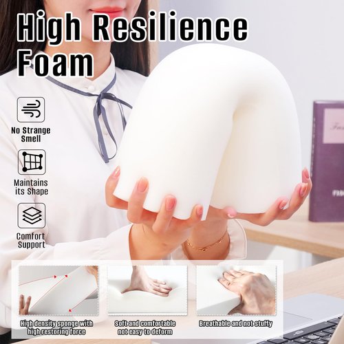 2 Pack Round Massage Table Bolster Pillow Pad, Bolster Pillow, Round Pillows, Suitable for Earthlite Massage Table (White, 4.7''x19.6'')