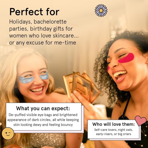 grace & stella Award Winning Under Eye Mask - Birthday Gifts for Women - Gel Eye Patches for Dark Circles, Puffy Eyes, Wrinkles, Undereye Bags - Gifts for Teen Girls - Vegan (48 Pairs, Gold)