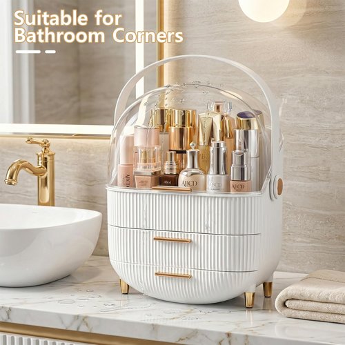 NestOrganix Makeup Organizer Skincare Organizers - Cosmetic Display Cases with Transparent Cover, SkinCare Organizers for Bathroom Countertop, Bedroom Vanity Desk, Lipstick Organizer, White