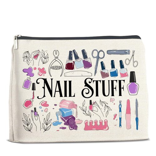 Nail Tech Makeup Bag Gifts for Women Nail Technician Artist Manicurist Cosmetic Bag Zipper Makeup Pouch
