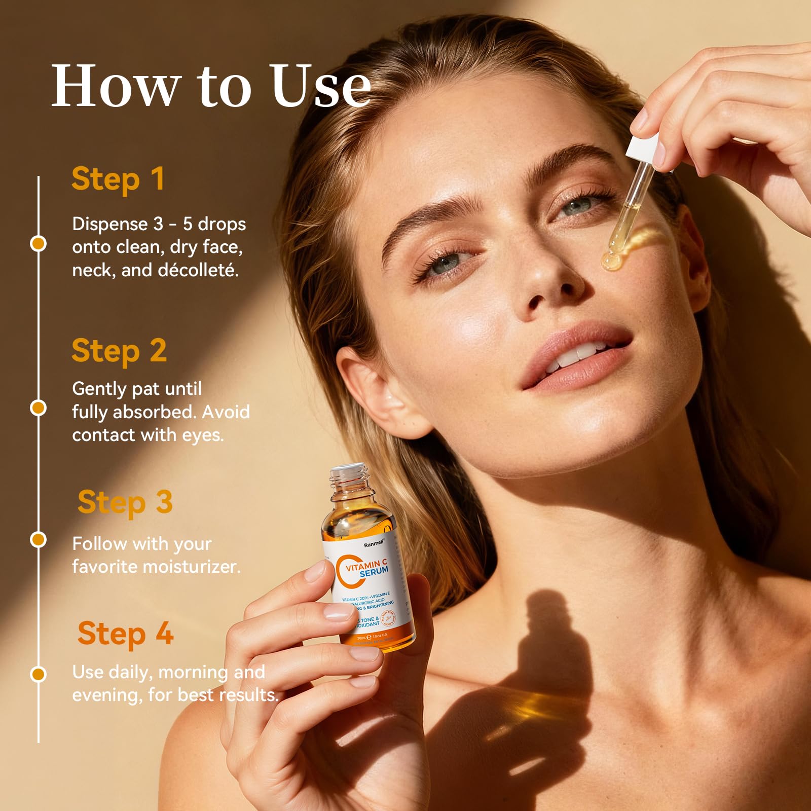Vitamin C Serum for Face, 20% Natural Vitamin C Facial Serum with Sodium Hyaluronate,Vitamin E,Anti Aging & Wrinkle Skin Face Serum for Dark Spots,All Type Skin Care 1 fl.oz+ 0.05 fl.oz x 10e
