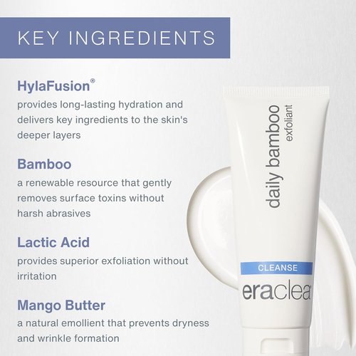 Eraclea Daily Bamboo Exfoliant Face Wash - Gentle Hyaluronic Acid Cleanser for All Skin Types (4 fl oz)