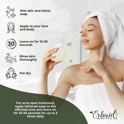 Erbaid Tea Tree Soap – Natural Defense Tea Tree Oil Soap Bar for Face & Body – Remedy Fights Acne, Skin Irritation, and Prevents Breakouts – Deeply Cleansing, Hydrating Cleanser for Calm, Fresh Skin