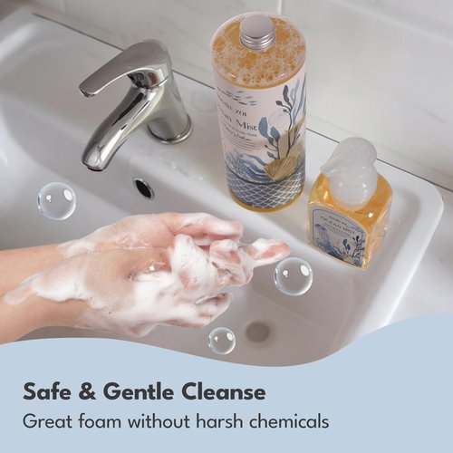 ROMIIE ZOI Hand Soap Refills, Foaming Hand Soap Natural Plant Moisturizing Handsoap Fragrance Ocean Mist - Soft Hand Wash for Kitchen & Bathroom - with Foam Soap Dispenser 1L/33.8oz Pack of 3