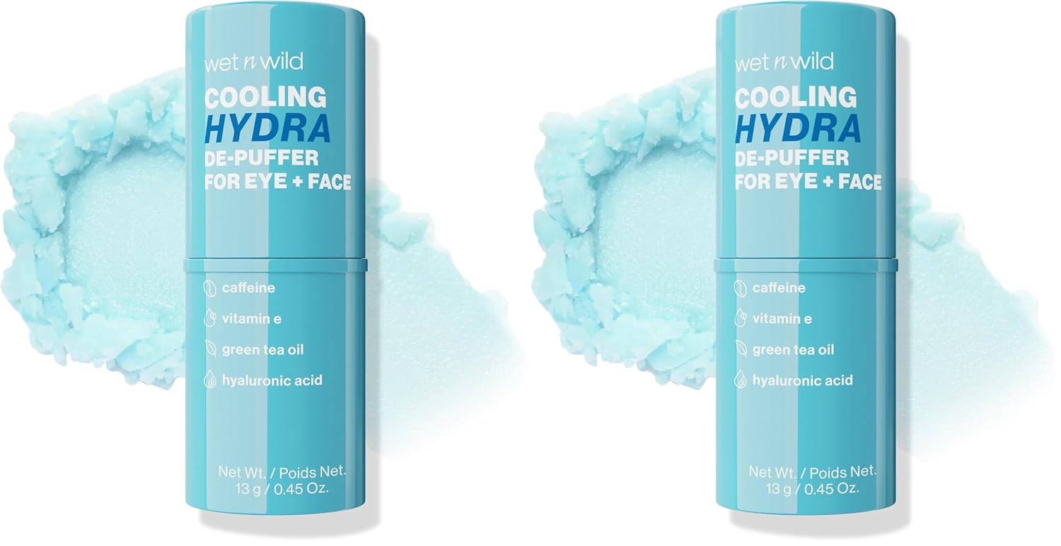 Wet n Wild Cooling Hydra De-Puffer - Soothing Face Primer Stick with Vitamin E & Caffeine | Vegan & Cruelty-Free (Pack of 2)