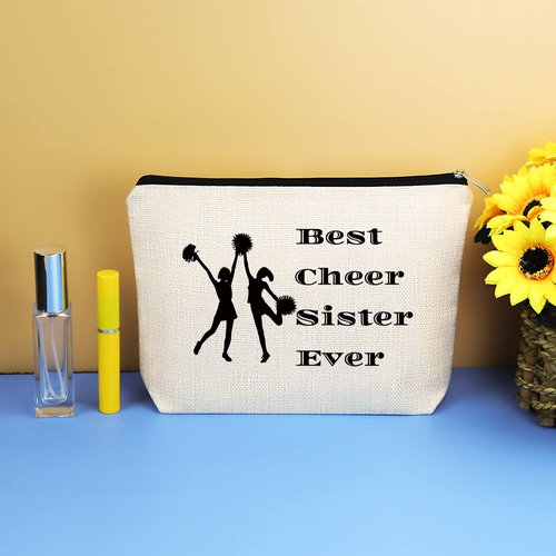 Cheer Gifts Cheer Sister Makeup Bag Gifts for Girls Women Cheerleader Gifts Cheer Team Gift Cheer Friends Friendship Gift Cheerleading Gift Travel Cosmetics Bag Birthday Christmas Graduation Gifts