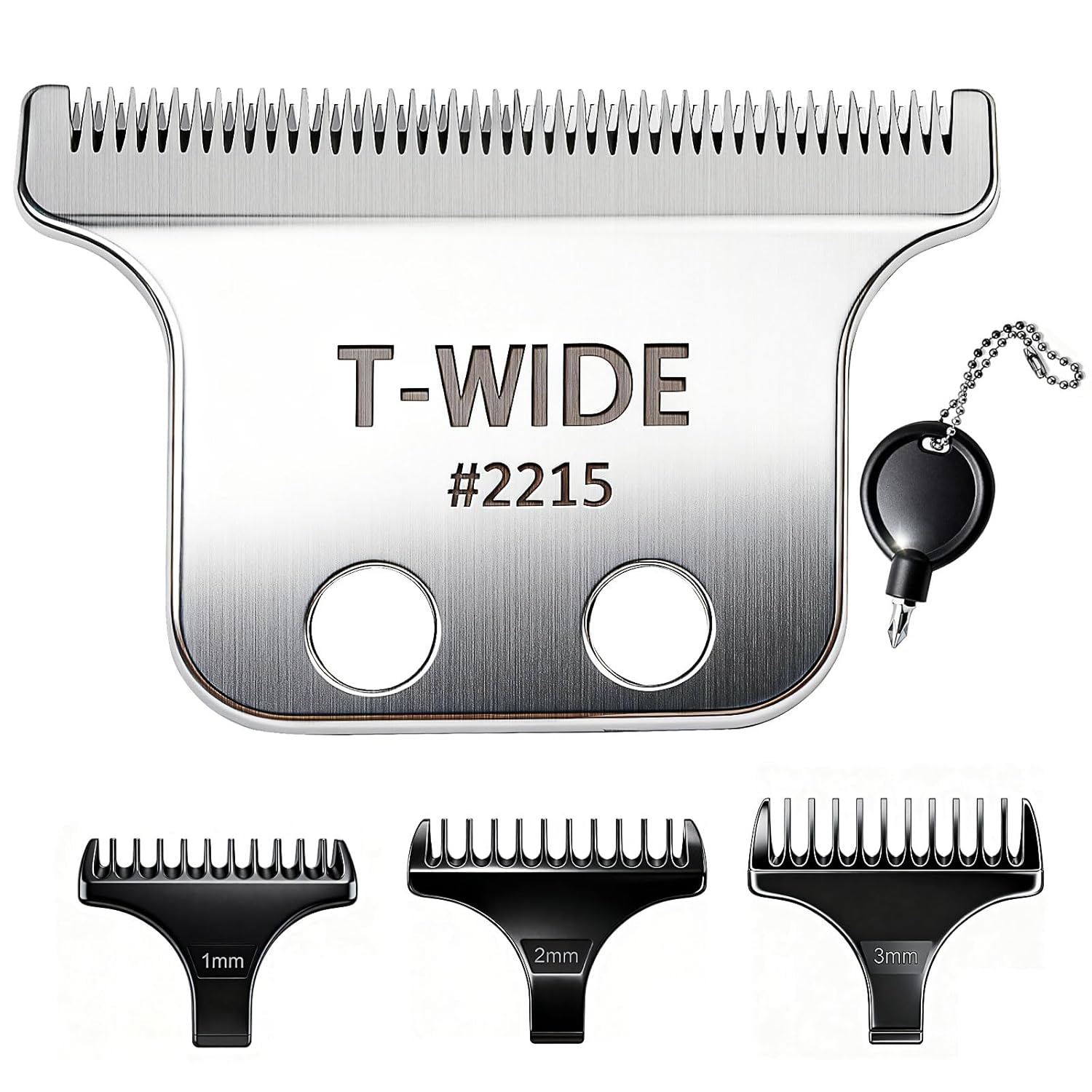 Wahl 2215 Replacement T Wide Blades - Adjustable Stainless Steel Zero-Gap for Detailer Li Trimmer (1PC, Silver)