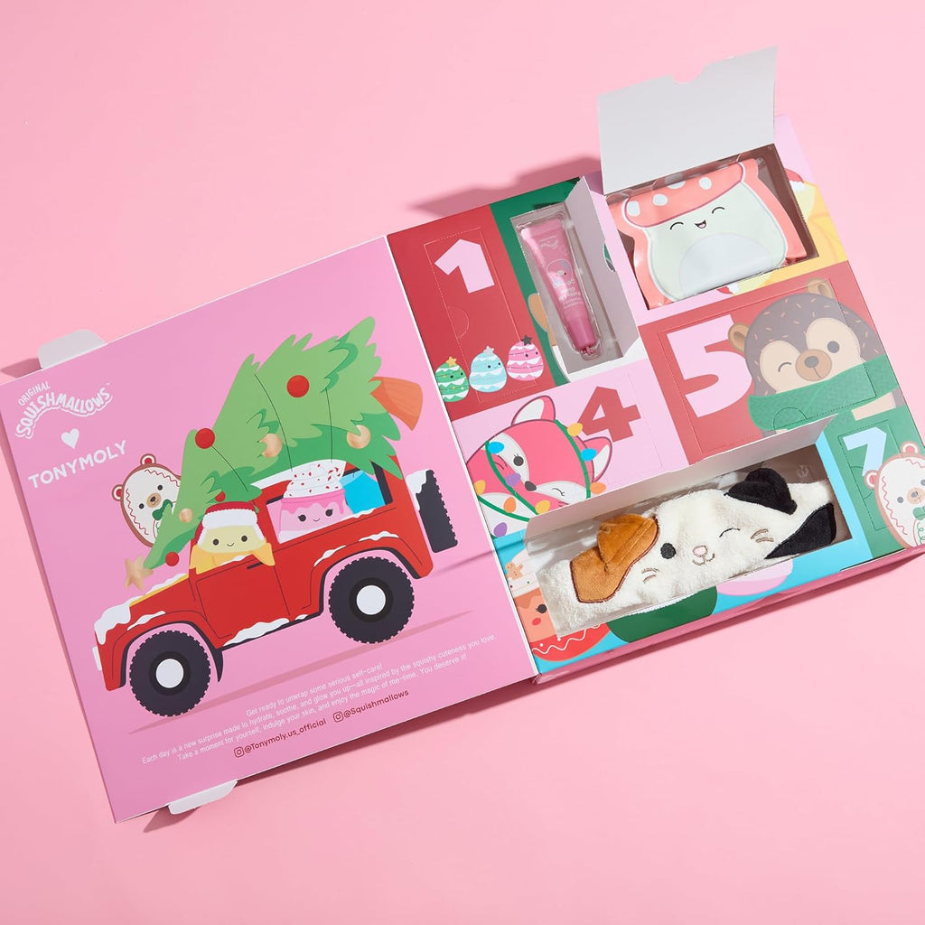 TONYMOLY x Squishmallows Advent Calendar 2025 - 7-Day Skincare Set with Hand Cream, Lip Gloss & Sheet Masks