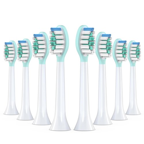 Replacement Toothbrush Heads for Philips Sonicare Electric Toothbrush, 2-in-1 Tongue Cleaner, 8 Pack, Mint Green,Suitable for Philips Sonicare Heads, C2, C1, C3, W1, W2, W3, G1, G2, G3