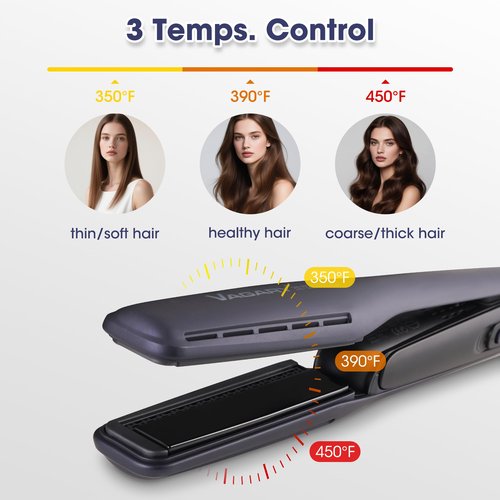 VAGARY Hair Straightener -Professional Air Straightener, Air Straight Drying and Hair Styling in One Step, 2 in 1 Hair Straightener with 3 Temperature Settings, Auto-Shutdown, 110V-240V Dual Voltage