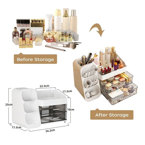 Makeup Organizer And Storage White Large 3 Clear Makeup Drawer Organizer,Skincare Organizers Countertop For Vanity Bedroom Tiered Makeup Box Organizer-Beauty Countertop Organization For Makeup