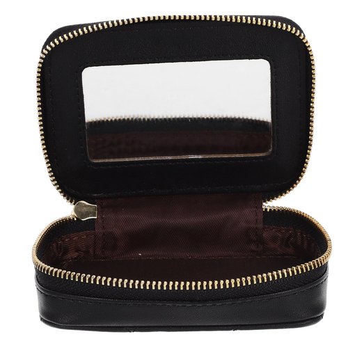FOMIYES 1pc Touch up Bag Handbag Holder Cowhide Makeup Bag Black with Mirror Pouches for Purse Small for Cosmetics Wallet