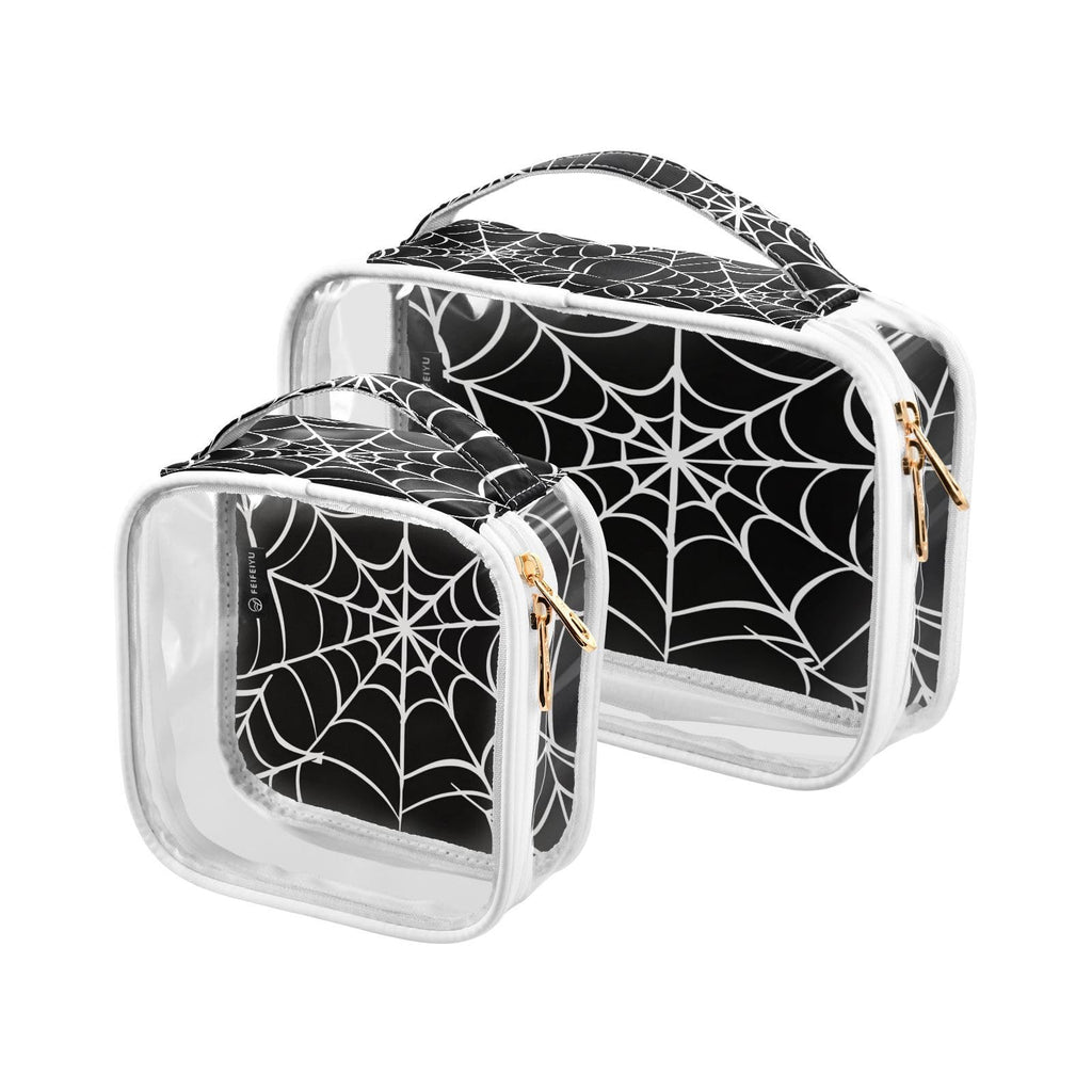 ZOEO 2 Pack Clear Makeup Bag, Goth Spider Web Car Pouches For Organization Waterproof Travel Toiletry Bags For Women Girl