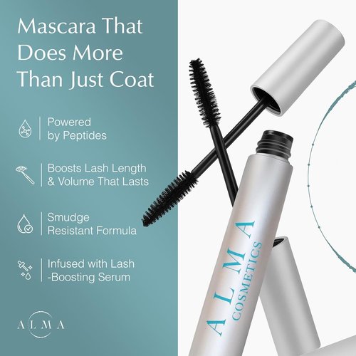Skiennix Eyelash Growth Mascara - Nourishing Peptide Booster, Water-Based & Oil-Free, Black