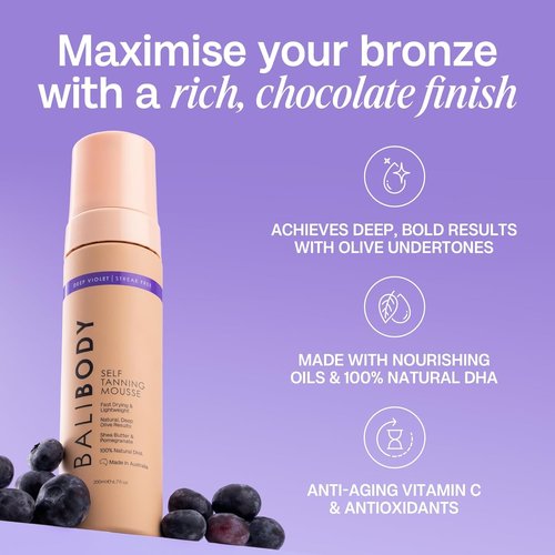 Bali Body Deep Violet Self-Tanning Mousse & Mitt Bundle - Streak-Free, Natural Bronzed Glow | Vegan & Cruelty-Free