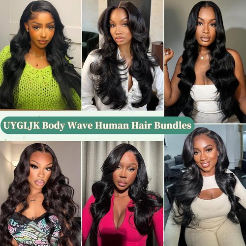 Body Wave Bundles Human Hair 24 Inch 14A Human Hair Bundles Real 100% Raw Unprocessed Brazilian Virgin Sew in Quick Weave Natural Black Deals Thick Hair Extensions