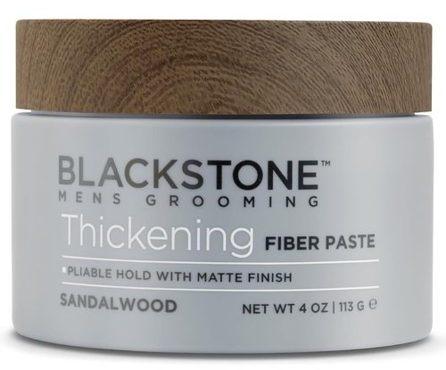 Blackstone Men's Grooming Thickening Fiber Paste Gel - Adds Volume & Pliable Hold | Paraben Free, Sandalwood (4 oz)