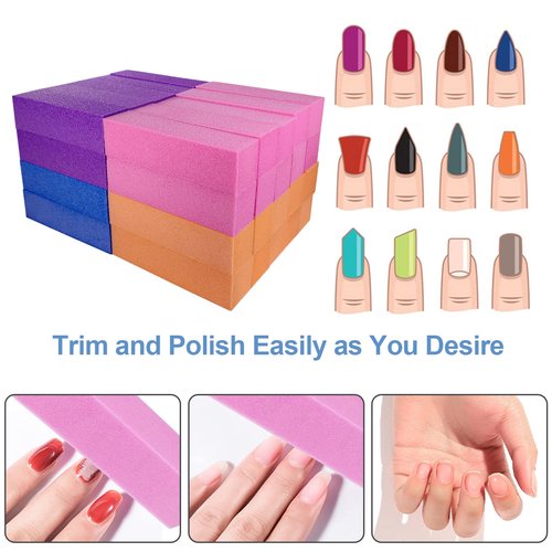 40 Pcs Nail Buffer Block for Acrylic and Natural Nails, 4 Sided Sanding Buffers for Gel Nails Fingernail Shine Buffing Filer Set, Professional Manicure Polisher Buffer Bulk Medium Grit (Multi-Color)