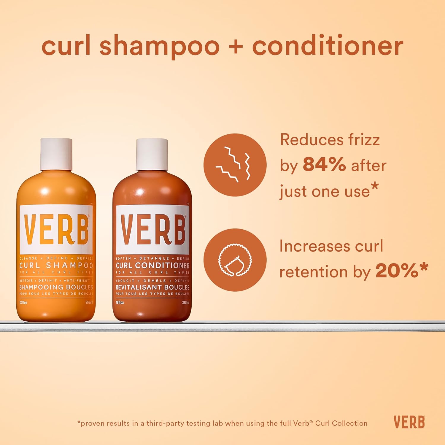 VERB Curl Shampoo & Conditioner Duo - Smooth, Frizz Control & Definition - Vegan, Paraben-Free, Sulfate-Free