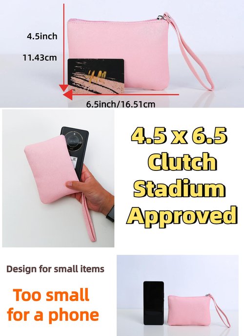 SeBUCUOO 2 Pack Small Zipper Pouch Mini Makeup Bag for Purse Lipstick Cosmetic Travel Make Up Organizer for Women Essentials, Car Change Coin Holder 4.5 x 6.5 Clutch Stadium Approved Wristlet, Pink