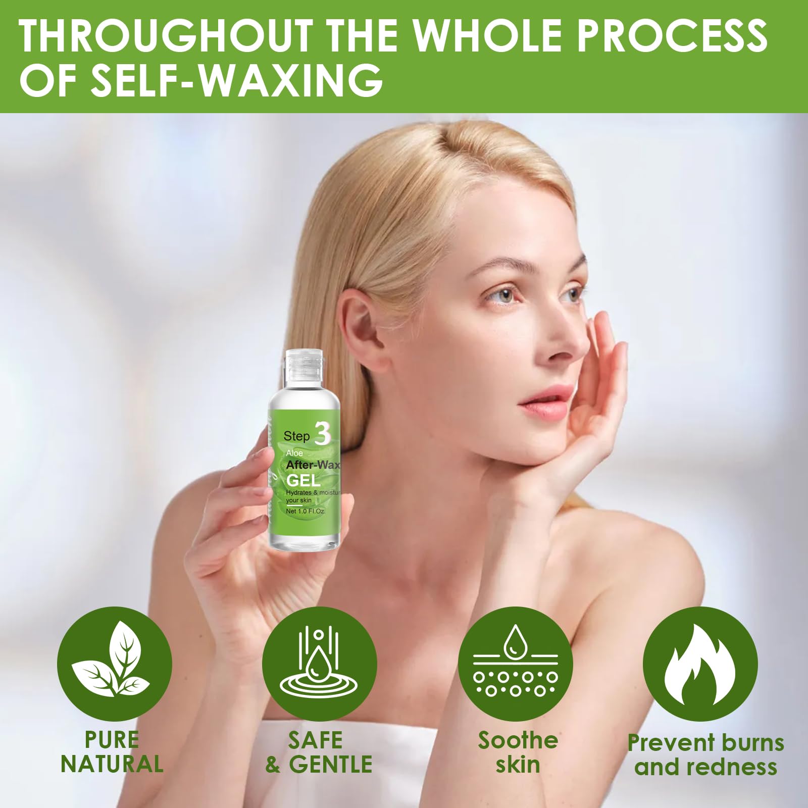 VUEYAA Before And After Waxing Skin Care Kit, Professional Waxing Kit for Women at Home, Pre-Wax Cleanser, Wax Remover Oil, After-Wax Cooling Aloe Vera Gel For Soothing Skin
