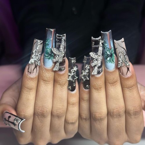 Gehaiwo 44PCS Gun Nail Charms Nail Art Rhinestone,Gold Silver Alloy Gun Dollar Sign Star Nail Decoration for Acrylic Nails, Nail Jewels Accessories for Nail Art Supplies DIY Nail Craft