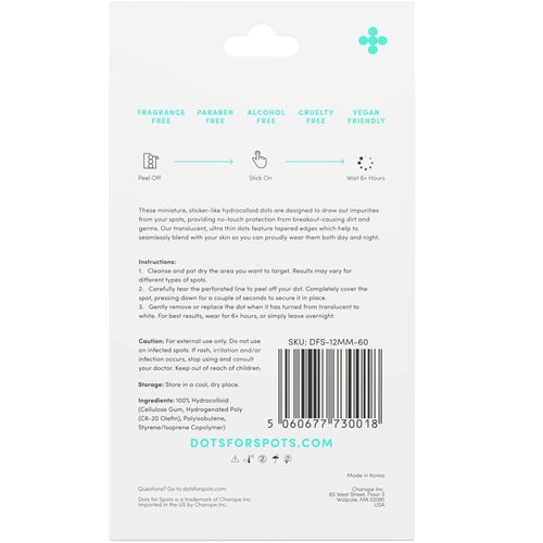Dots for Spots Pimple Patches For Face - Stocking Stuffers For Teens - Fast Acting, Translucent Hydrocolloid Zit Patches that Unclog Pores Korean Skin Care - Vegan, Cruelty Free - (60 count)
