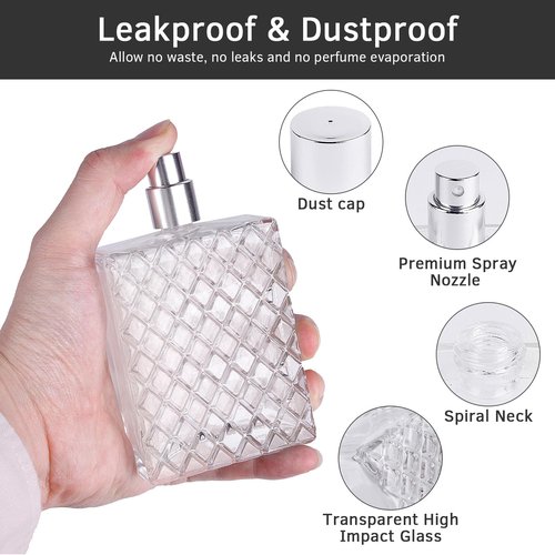 Gsteng 100ml/3.4oz Glass Perfume Atomizer Bottles, 2pcs Refillable Empty Perfume Bottle Atomizer, Portable Cologne Travel Perfume Atomizer