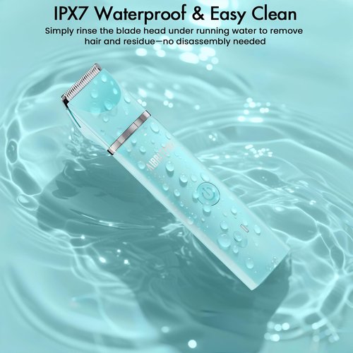 AIBRIT PRO Electric Bikini Trimmer for Women,2 in 1 Electric Shaver for Women Pubic Hair, Portable Razors for Shaving with 2 Trimmer Heads,IPX7 Waterproof (Blue)
