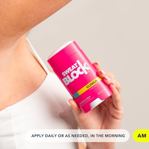 SweatBlock Antiperspirant Deodorant System | MAXIMUM CLINICAL STRENGTH for Men & Women | Hyperhidrosis Aid for up to 7 Days Sweat Control | Roll On 1.2 fl oz + Coconut & Vanilla Deo Stick 2.7oz