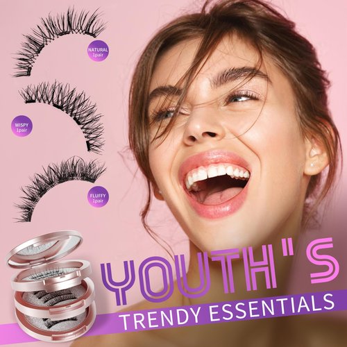Palimainy Magnetic eyelashes, magnetic eyelashes with applicator,3styles,natural look,wispy,No glue needed,Reusable，easy to apply