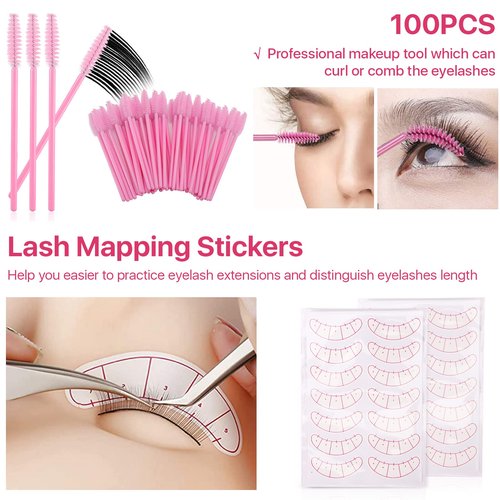 Pretty memory 152 PCS Eyelash Extension Kit with Lash Mannequin Head, Lash Training Kit for Beginners with Fan, Eyelash Extension Glue and Remover Cream, Tweezers for Practice