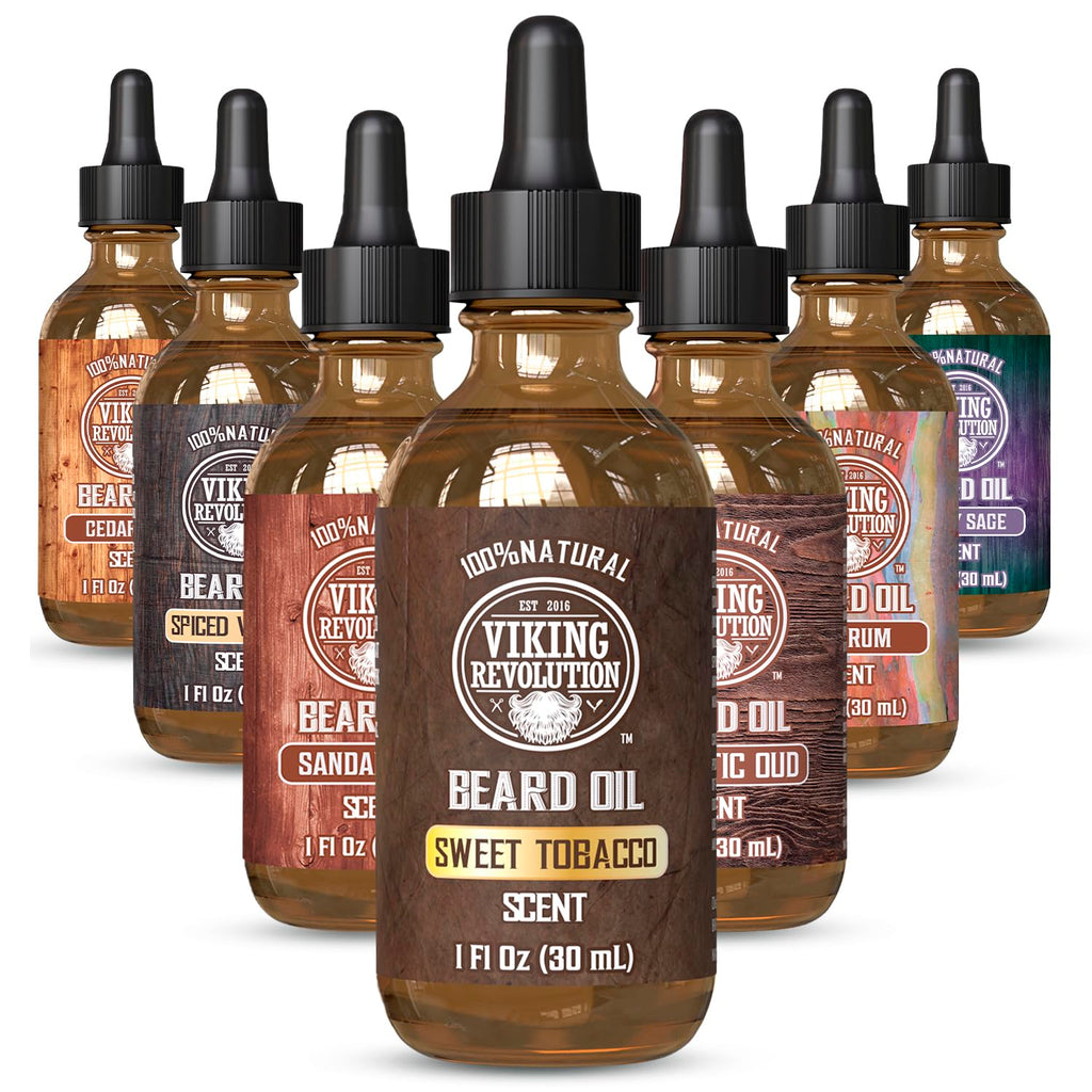 Viking Revolution Sweet Tobacco Beard Oil - Natural Argan & Jojoba Oil Softener | Moisturizes & Strengthens (1 Pack)