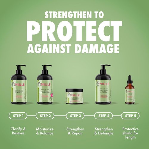 Mielle Organics Rosemary Mint Biotin Shampoo - Moisturizing Hair Cleanser for All Hair Types (12 oz)
